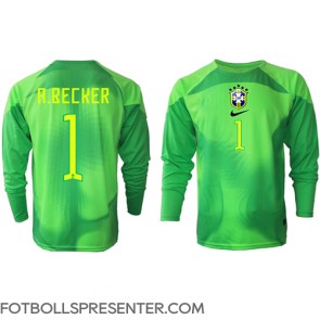 Brasilien Alisson Becker #1 Målvakt Borta Matchtröja VM 2022 Långärmad